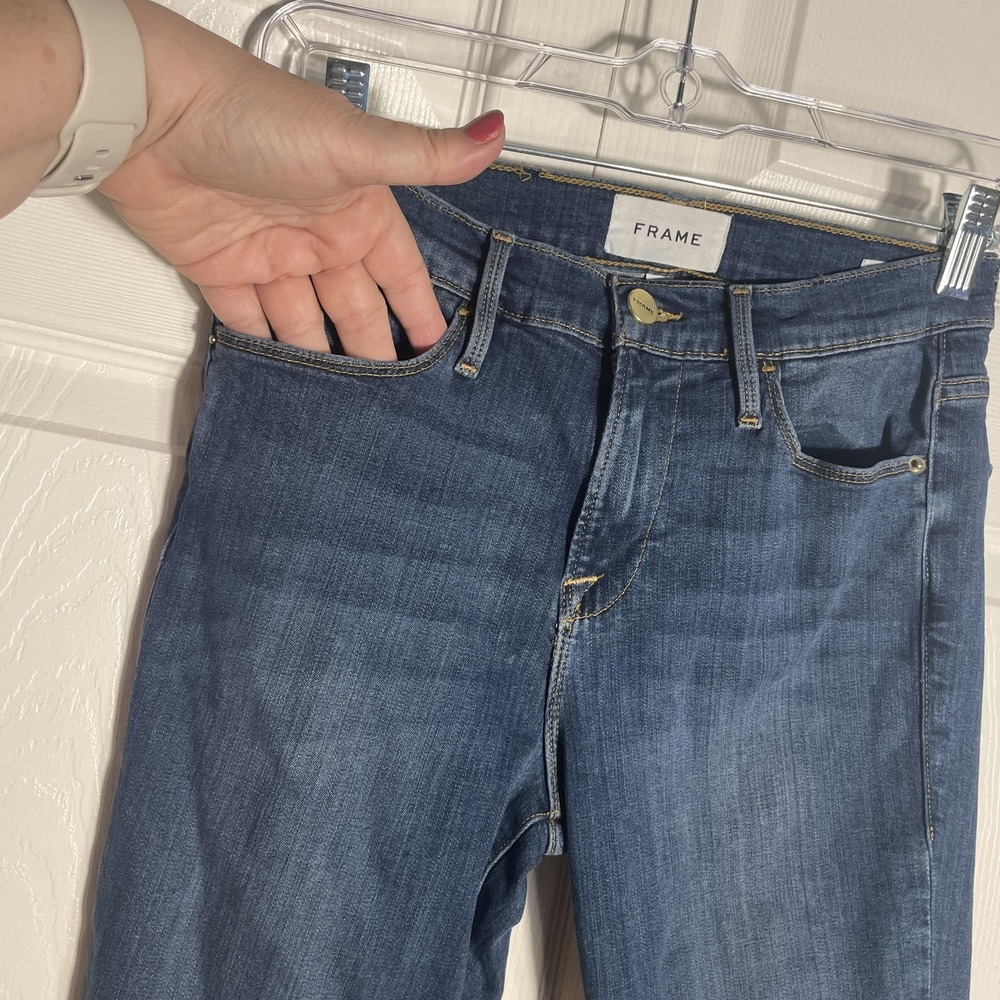 Frame Le High Skinny‎  Crop Jeans Women 26 Blue Stretch Denim Ankle Mid Rise - Picture 2 of 11